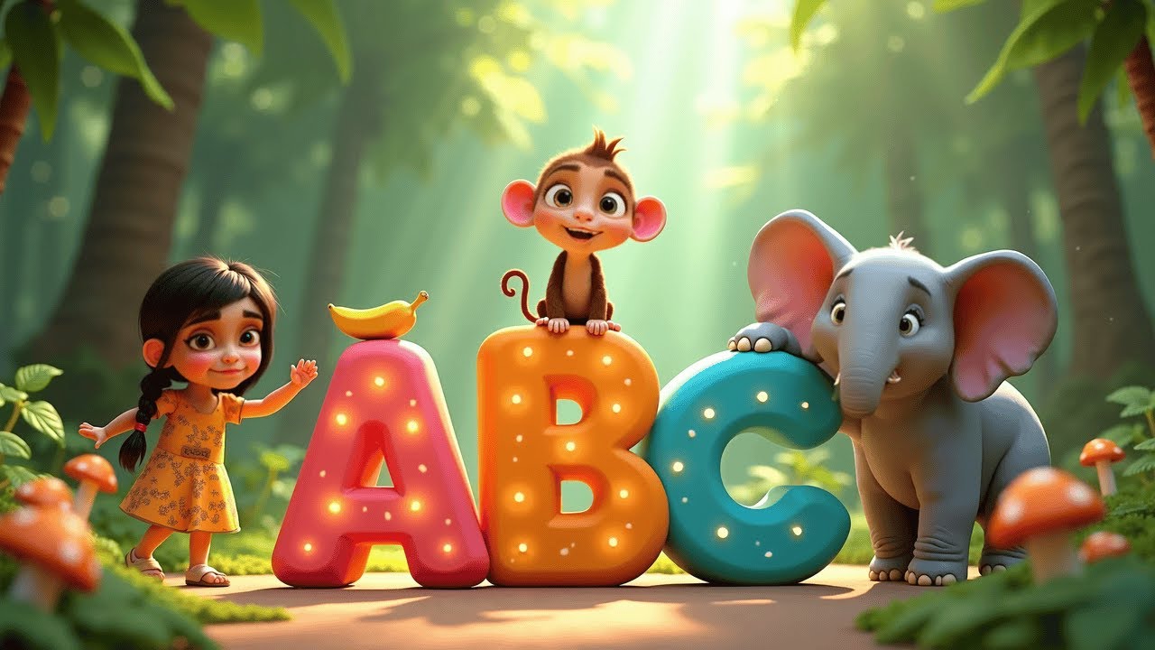 ABC Jungle Animals Song with Nilavai 🐒 | A to Z Animal Alphabet for Kids | Learn ABCs | Pixar Style