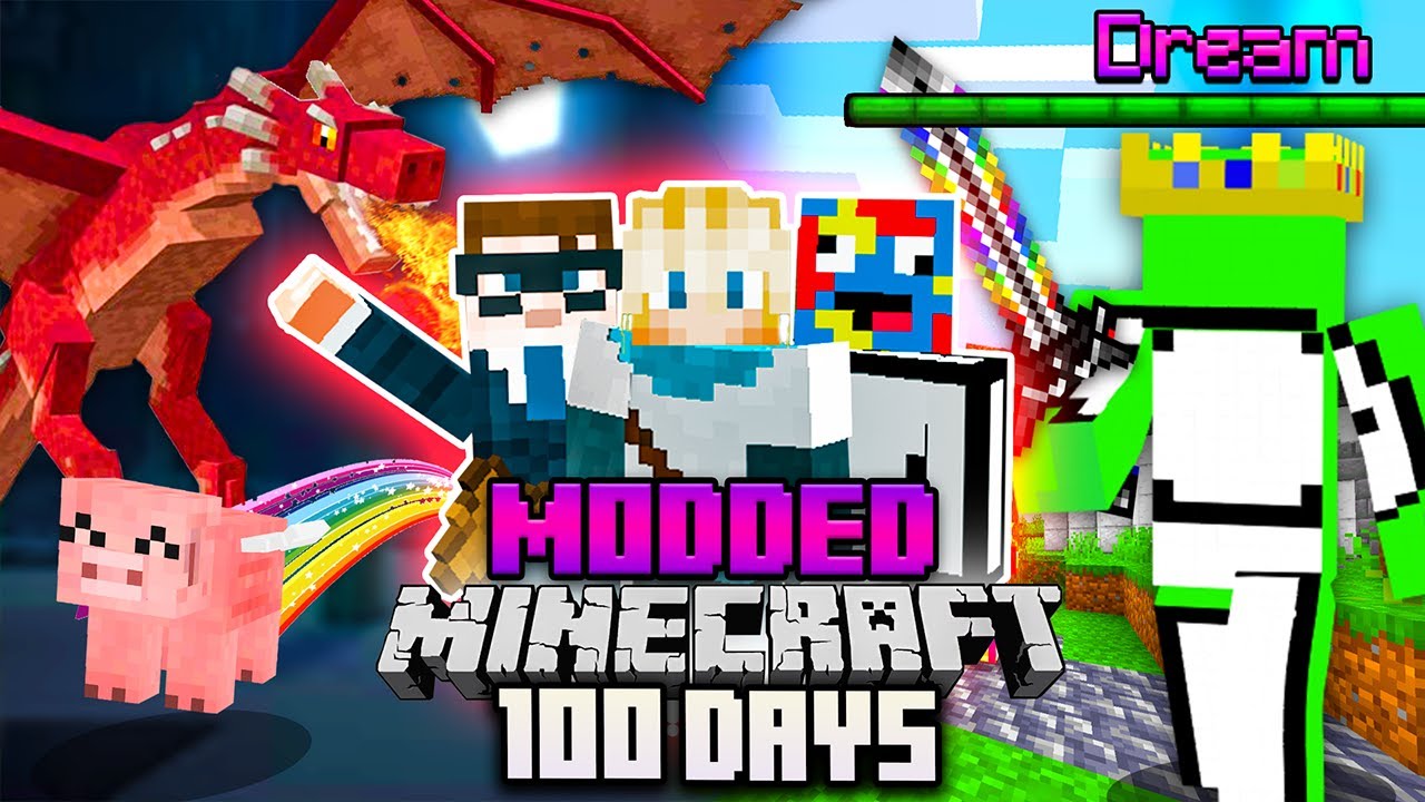 100 Days in MODDED Minecraft with FRIENDS!!! DREAM BOSS?!?