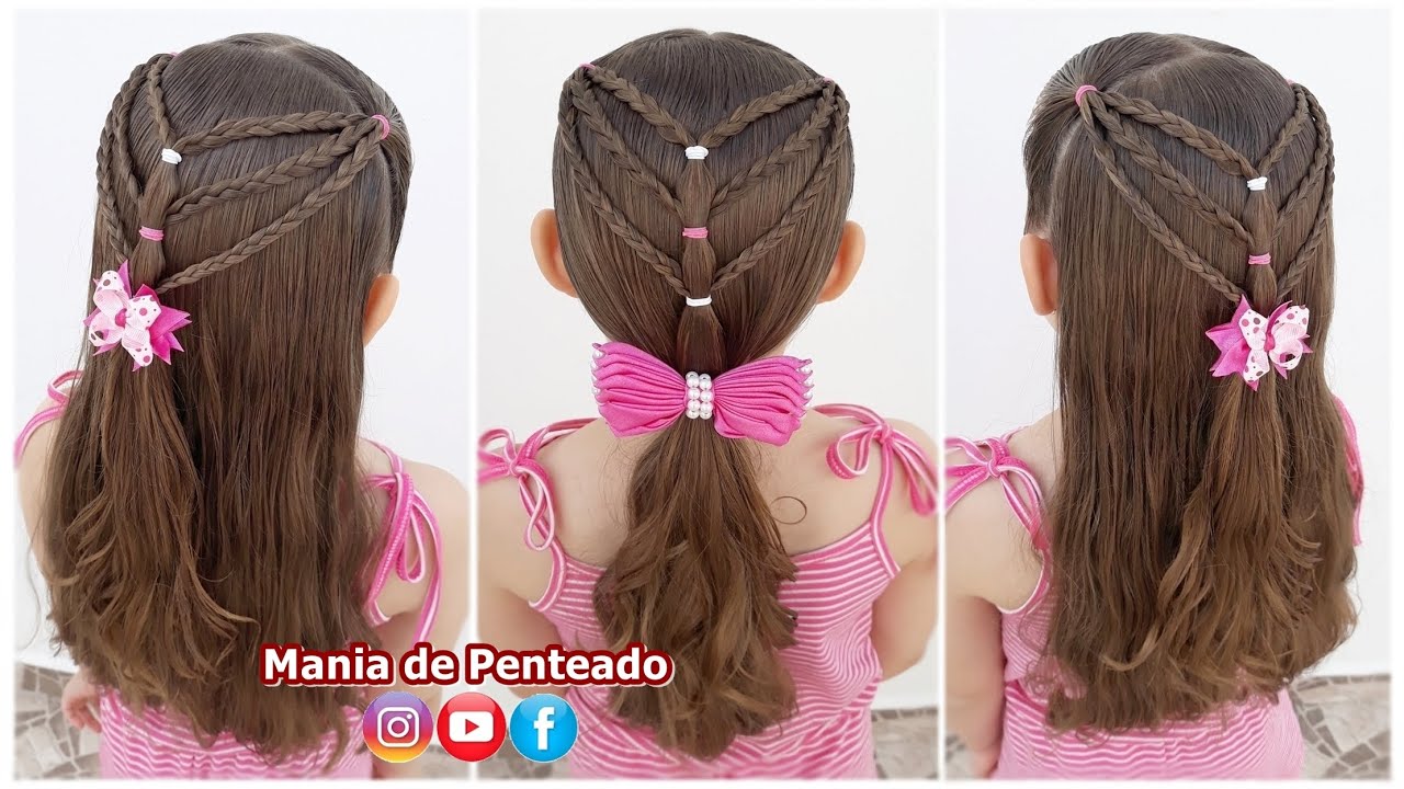 Penteado Infantil Rápido e Fácil com Tranças Simples | Quick & Easy Hairstyles with Braids for Girls