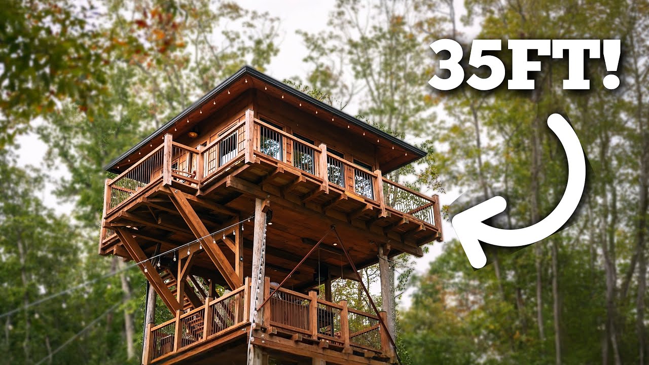Levi Kelly Stays Inside a Unique 35FT WatchTower Tiny House!