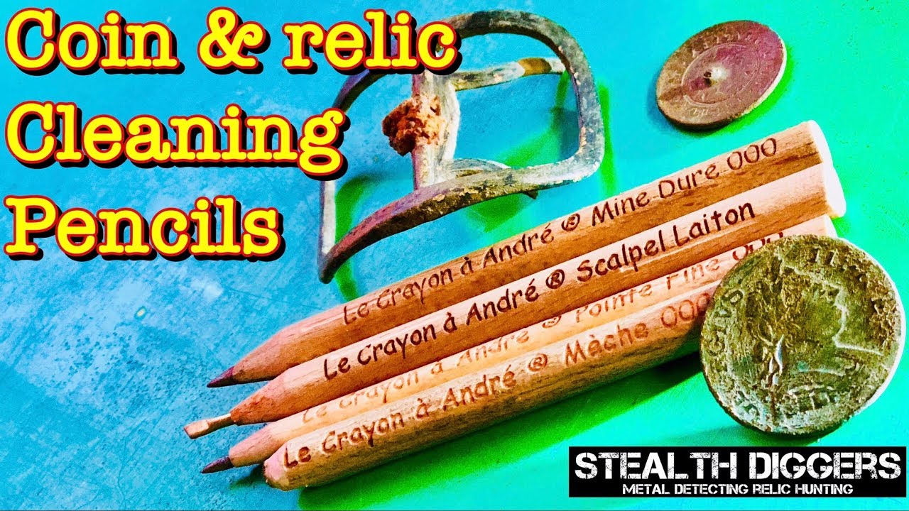 Coin & Relic cleaning review with Andre's pencil set Le Crayon a Andre metal detecting collecting