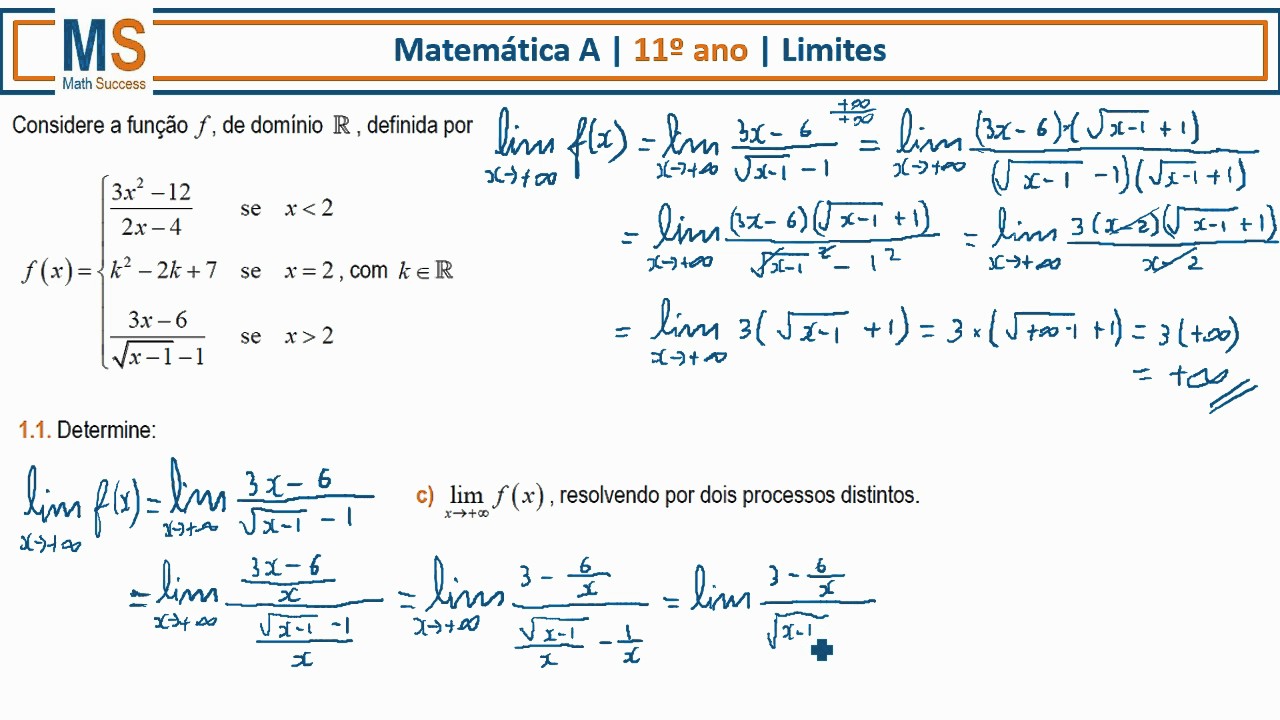 Limites e Continuidade - Matemática 11.º Ano