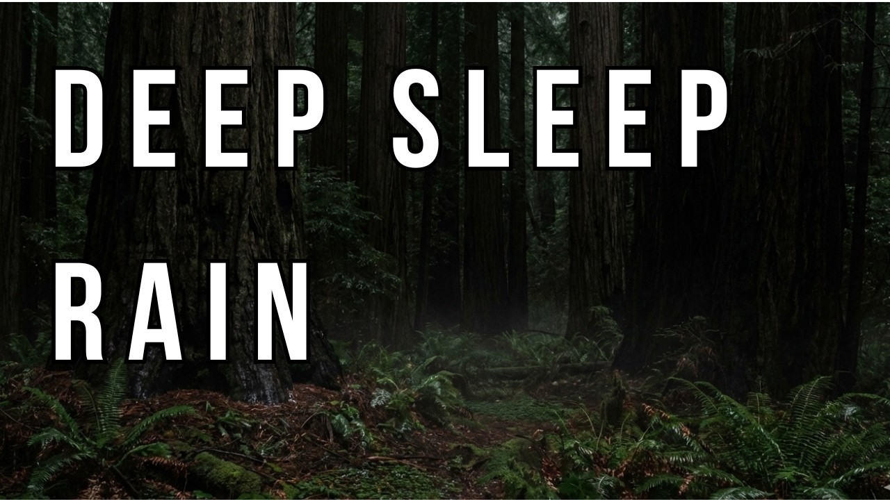 Deep Sleep Rain Sounds 🌧️ Gentle Rain in a Dark Redwood Forest | Peaceful Night for Sleeping