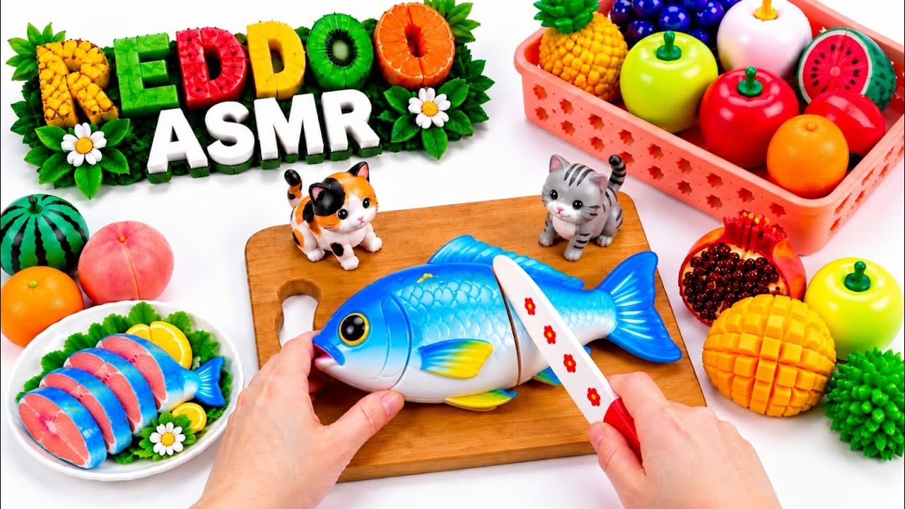 Refreshing ASMR Fruit Sounds 🐟🍅🐠🦞🍋🍔