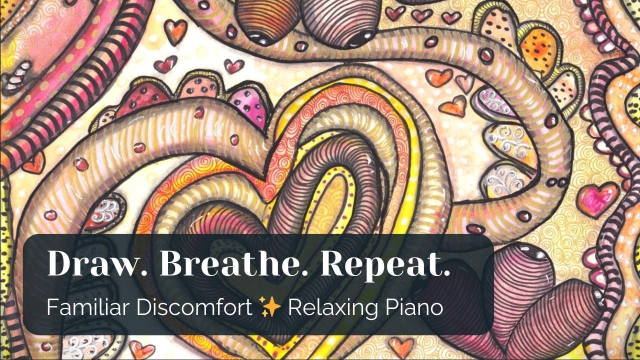 Familiar Discomfort | Abstract Heart Reverse Coloring | Slow Meditative Drawing (No Talking)