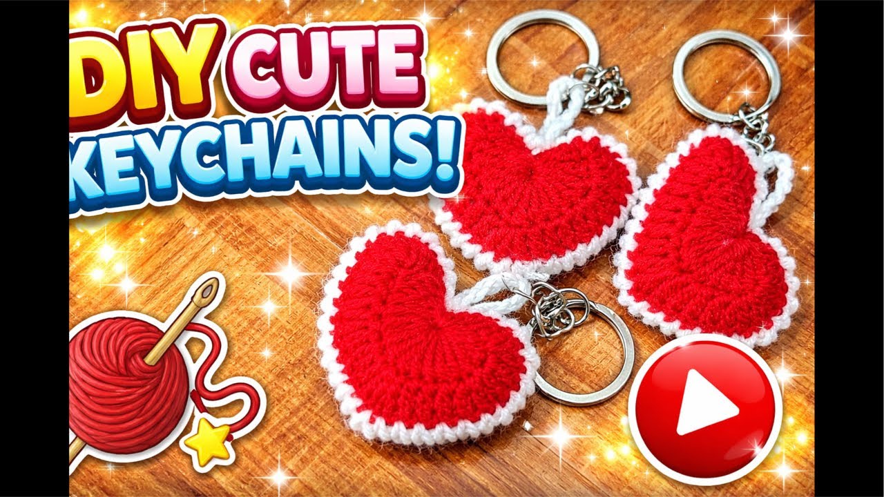 Super Idea~🫶Crochet Valentine’s Day Heart ❤️ #crochet Crochet Mini Heart Keychains Sell and Gifts