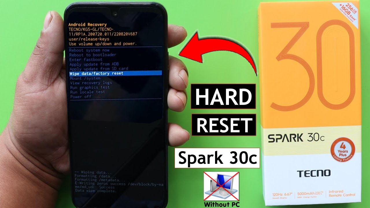 Hard Reset Tecno Spark 30c (KL5) Remove Screen Lock Without PC | Factory Reset Tecno Spark 30c