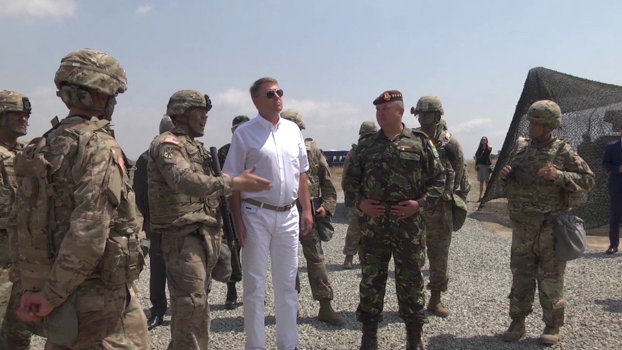 President of Romania visits US troops at MK Air Base, Romania
