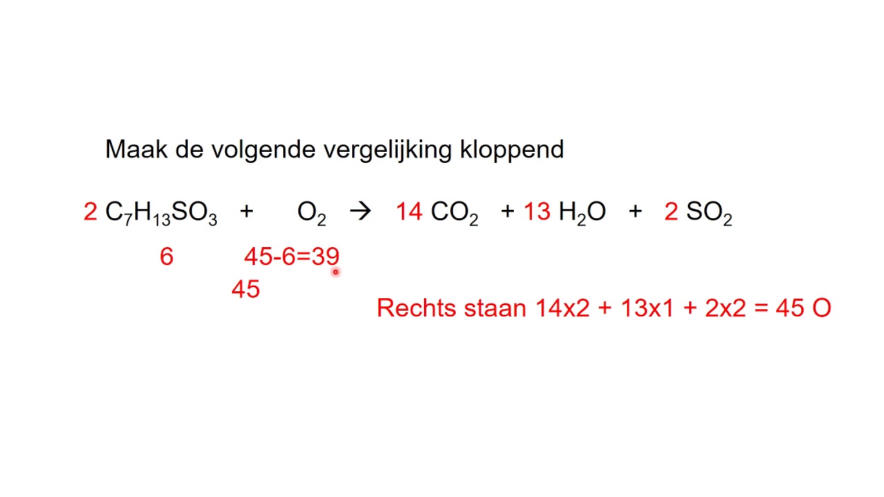 Oefeningen met kloppend maken van reactievergelijkingen
