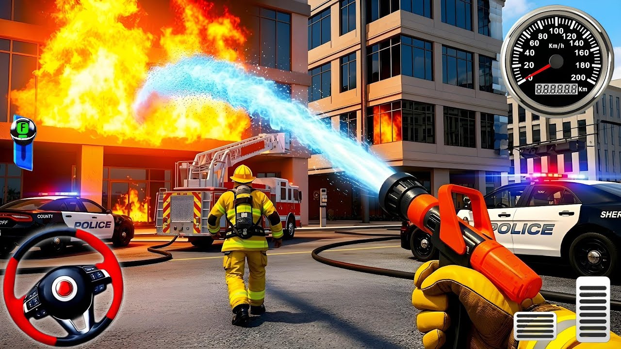 Fire Truck City Rescue Simulator - 911 US Emergency Fire Truck Driving 3D 2025 - Android Gameplay