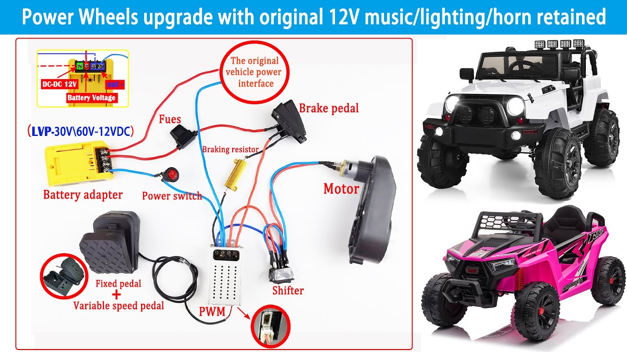 MgcSTEM  Power Wheels upgrade with original 12V music/lighting/horn retained