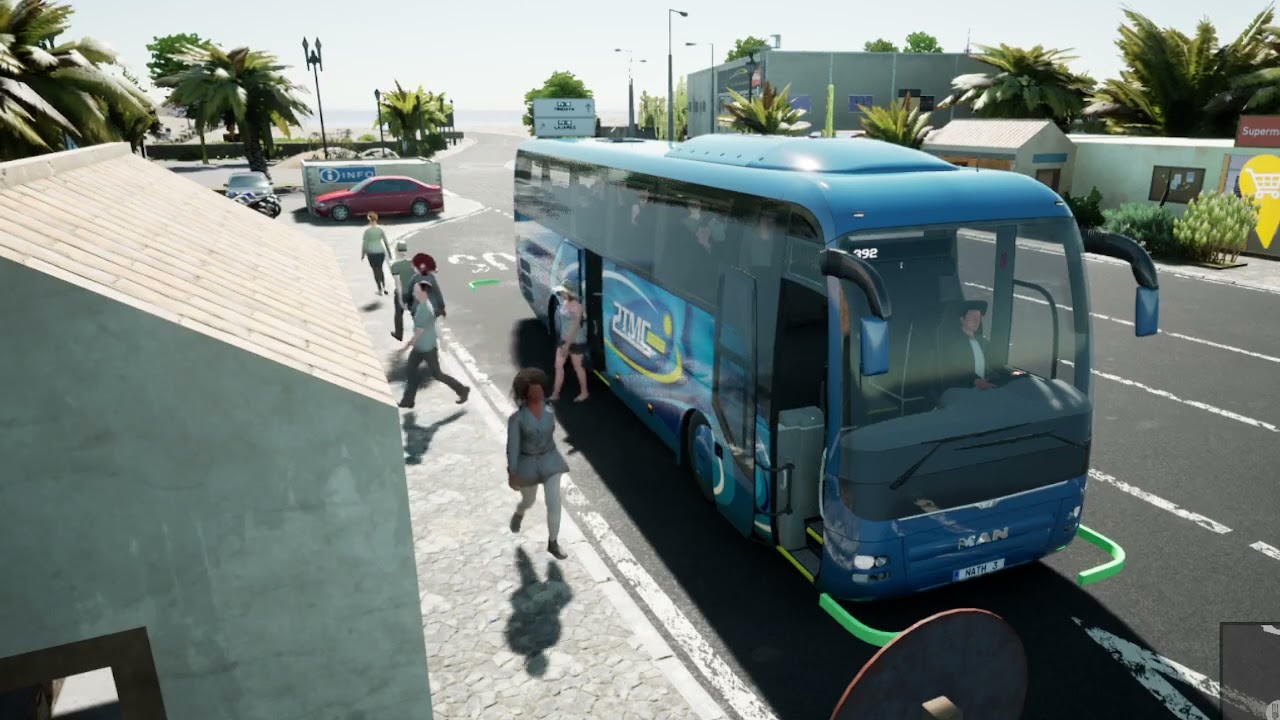 tourist bus sim picking from hotel takeing them for an drive