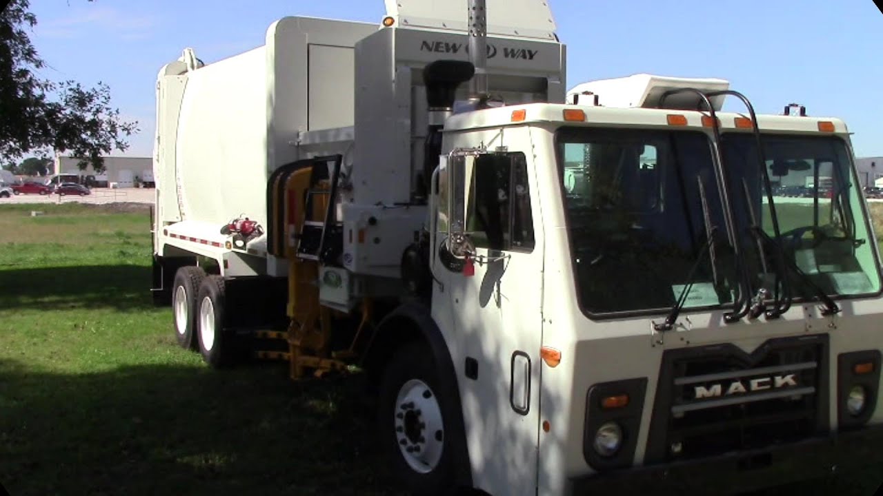 New Way Sidewinder Automated Side Loader Refuse Truck Walk Around  Air Valve Version