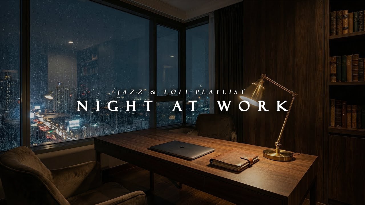 [Playlist] Night at Work | Slow Jazz Vocals & Rain Ambience for Focus & Stress Relief