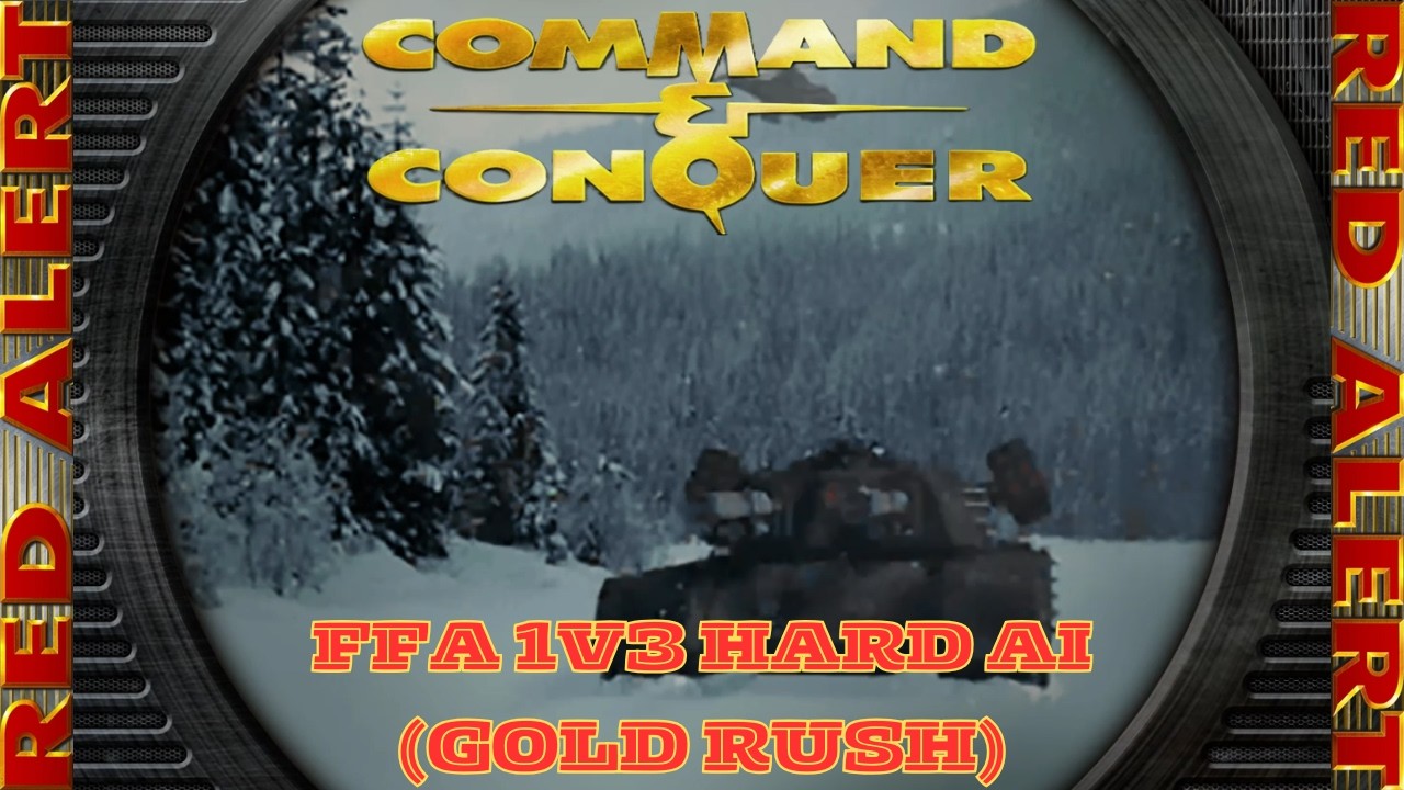 Command And Conquer Red Alert Skirmish FFA 1V3 Hard (Gold Rush) RTS Soviet Gameplay PC