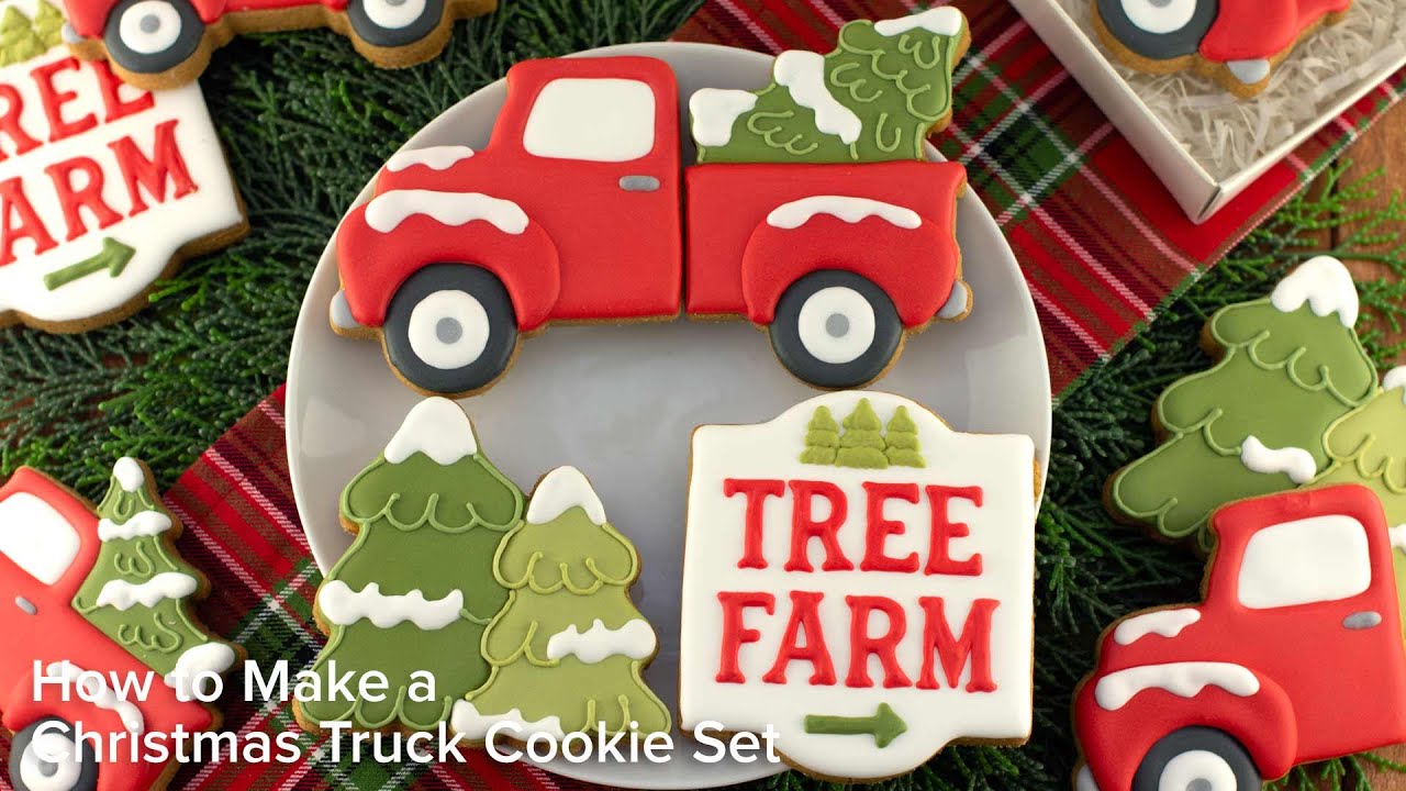 Decorate a Christmas Tree Farm Truck Cookie Set | Cookie Decorating with Royal Icing