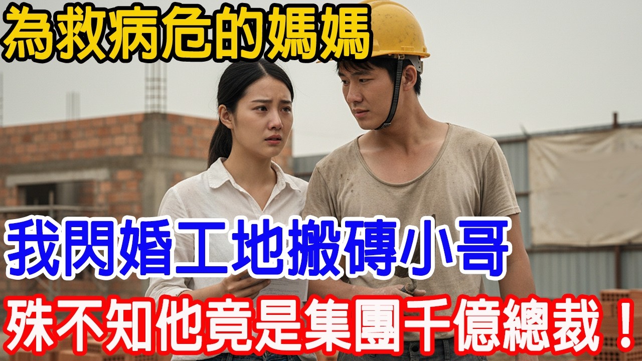 【一口氣看完】為救病危的媽媽，我閃婚工地搬磚小哥，殊不知他竟是醫藥集團千億總裁！#情感故事 #故事頻道 #故事分享 #故事樹洞 #原創