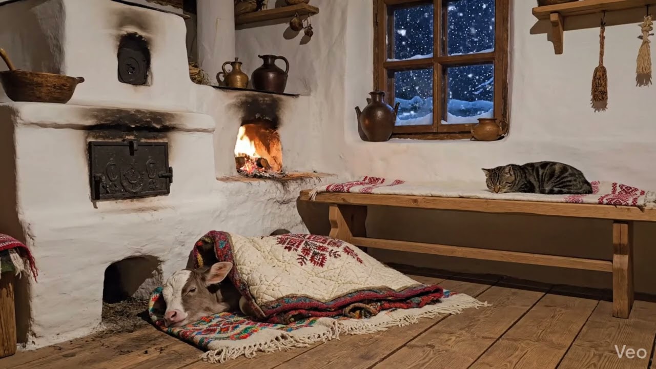 Тепло української хати взимку 🕯️🐄 | Телятко біля печі