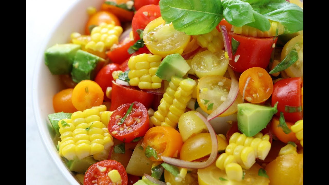 Corn + Tomato Salad with Basil Vinaigrette