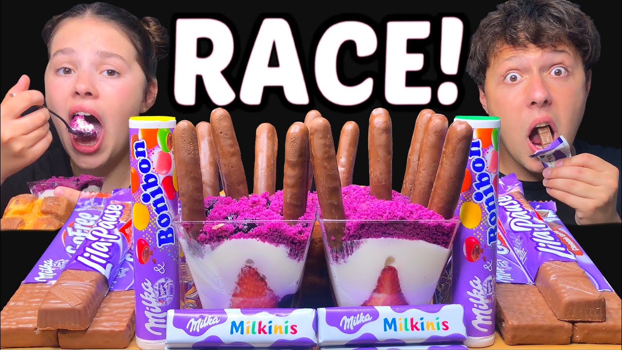 ASMR RACE! CAKE, MILKA CHOCOLATE CANDY BARS MUKBANG EATING 먹방 Tati ASMR