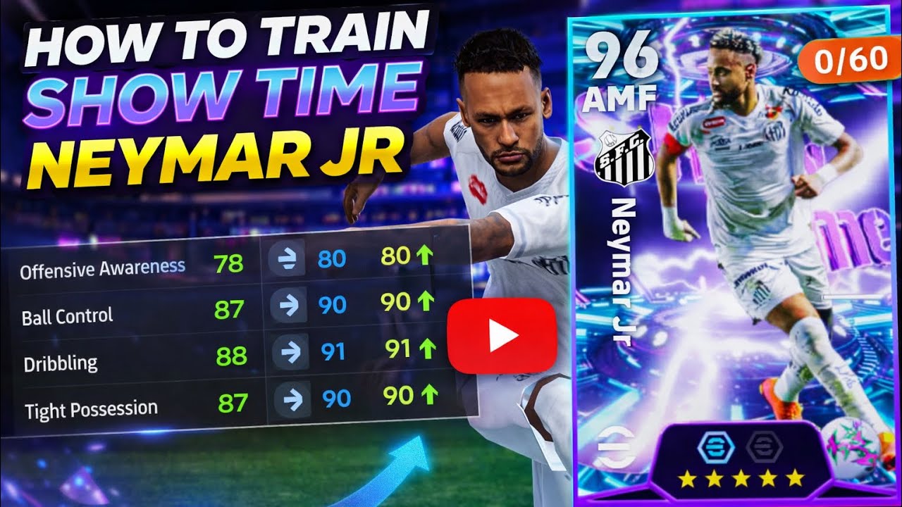 🔥 HOW To MAX TRAIN Show Time Neymar Jr – 96 OVR BEAST BUILD! #efootball #pes #efootball2025 