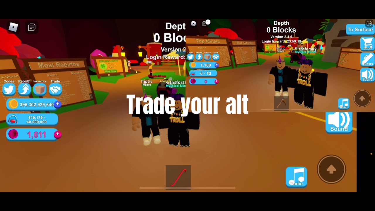 Dupe glitch on Roblox Mining Simulator