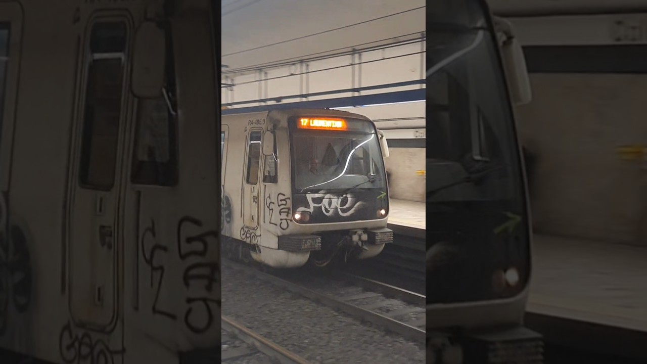Metrô de Roma chegando na estação Coliseu (Colosseo) 