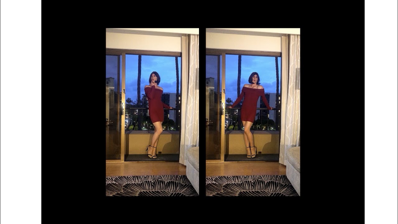 Hotel crossdressing - red off the shoulder (upload 6.27.25)