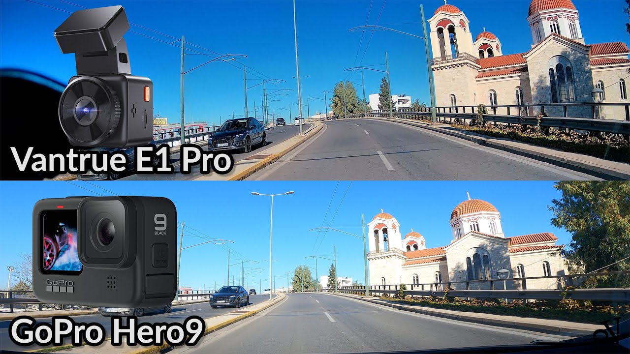 Vantrue Element 1 E1 Pro 4K Dash Cam vs GoPro HERO9 Black 5K - Video Test Footage