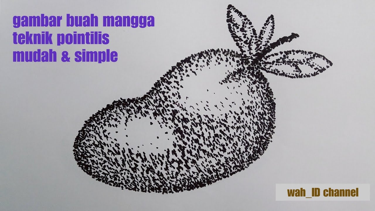 cara menggambar buah dengan teknik pointilis || gambar buah mangga || tutorial gambar pointilis