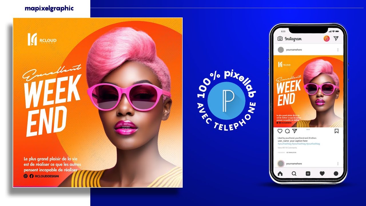 comment FAIRE UN #design(poste) pour tes INSTAGRAM RAPIDEMENT avec l'application #PIXELLAB