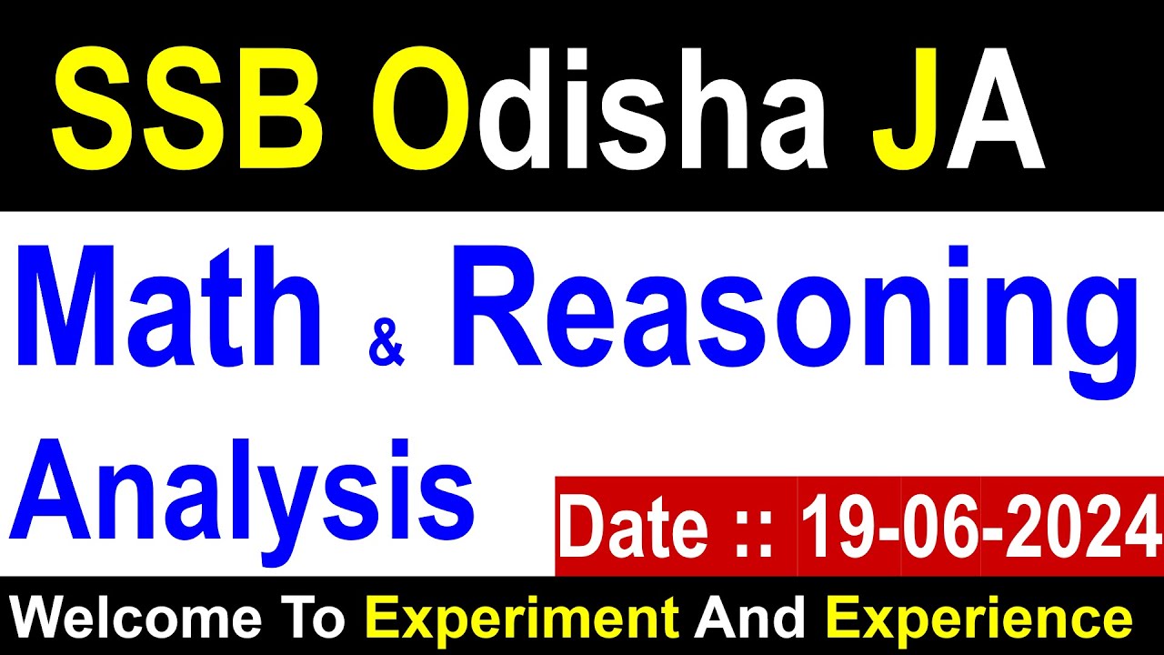 SSB Junior Assistant Exam Analysis 2024 Complete Math & Reasoning | #odishassb #ssbodisha #ssbodia