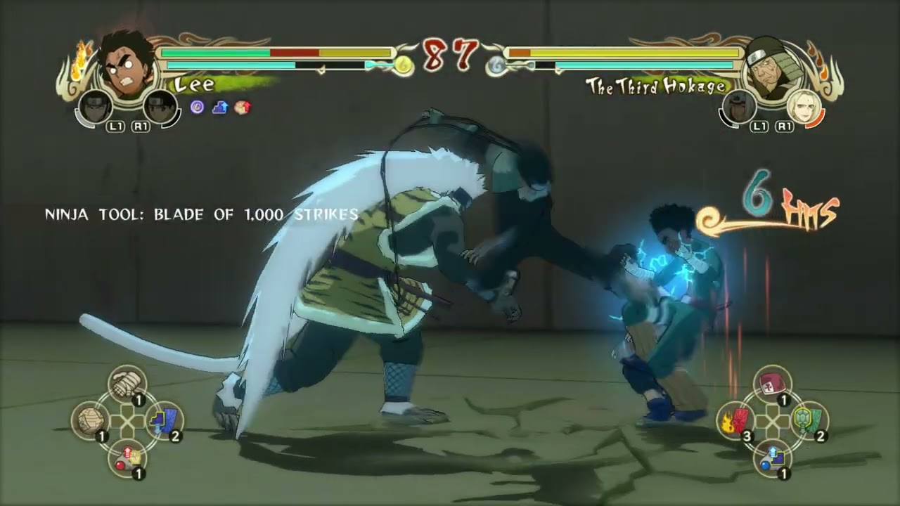 Rock Lee (Eight Gates) vs Hiruzen - Naruto Ultimate Ninja Storm