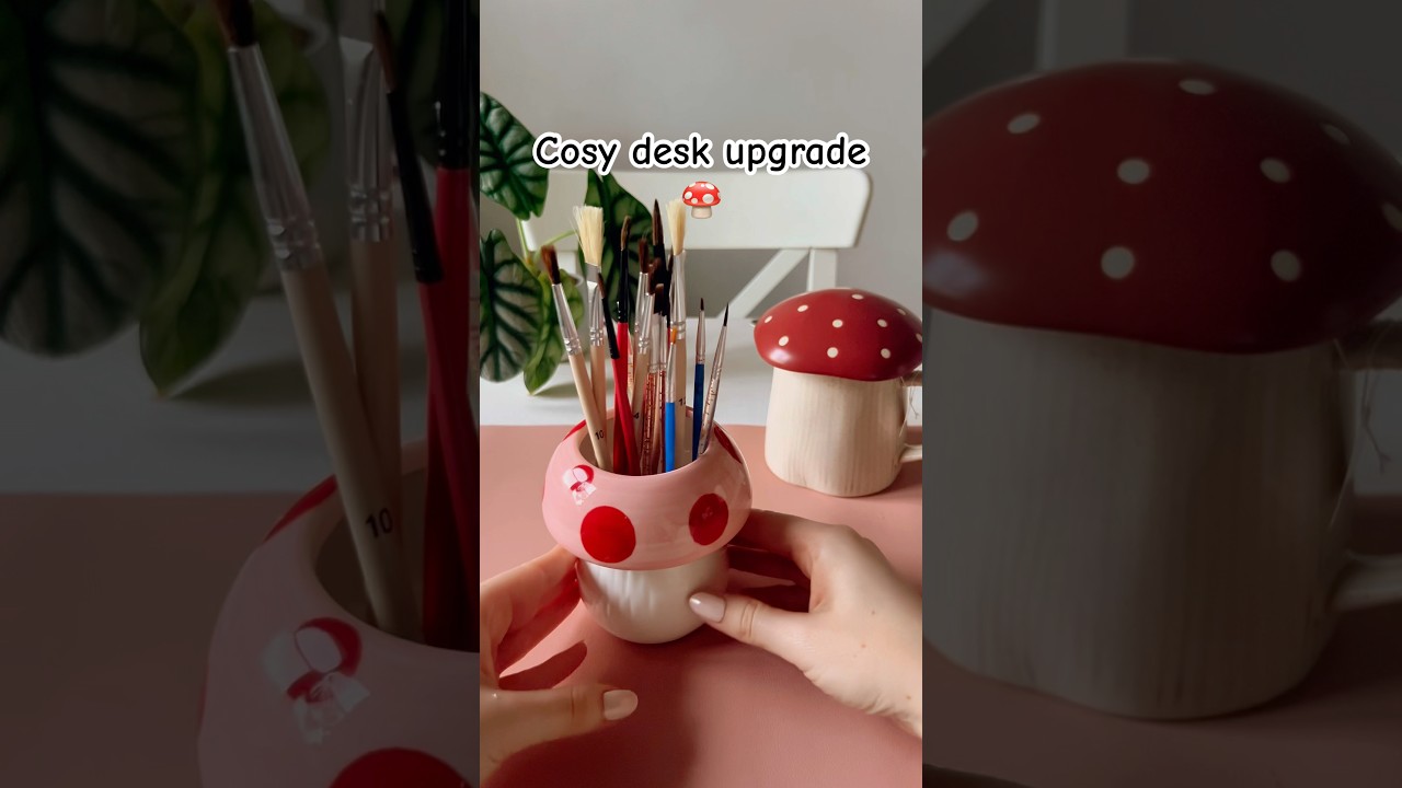 Cozy desk upgrade 🍄 #cozydesk #cosysetup #artdesk #paintingtools