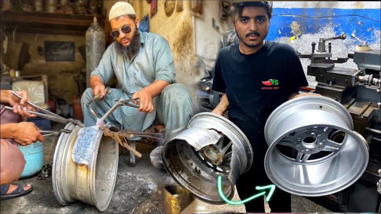 Amazing Technique Of Repairing Broken Alloy Rim | How to Repair a aluminum Bent Wheel | BMW Car Rim