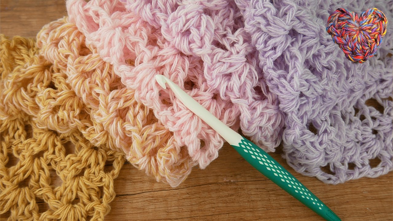 Frühlings Schal Häkeln in super schönen Farben | Doppel V- Stich