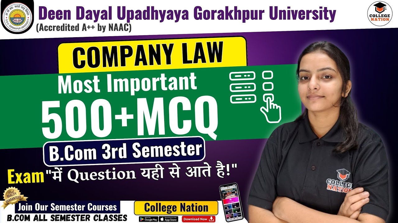 Company Law | Lec -1 | Bilingual most important mcqs | B.com 3rd Semester Exam | For DDU