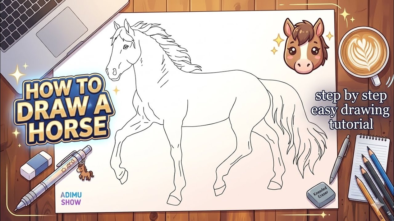 How To Draw A Horse 🐎 | step by step tutorial