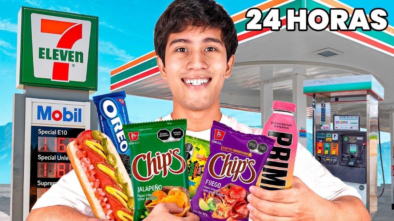 24 HORAS COMIENDO COMIDA DE GASOLINERAS