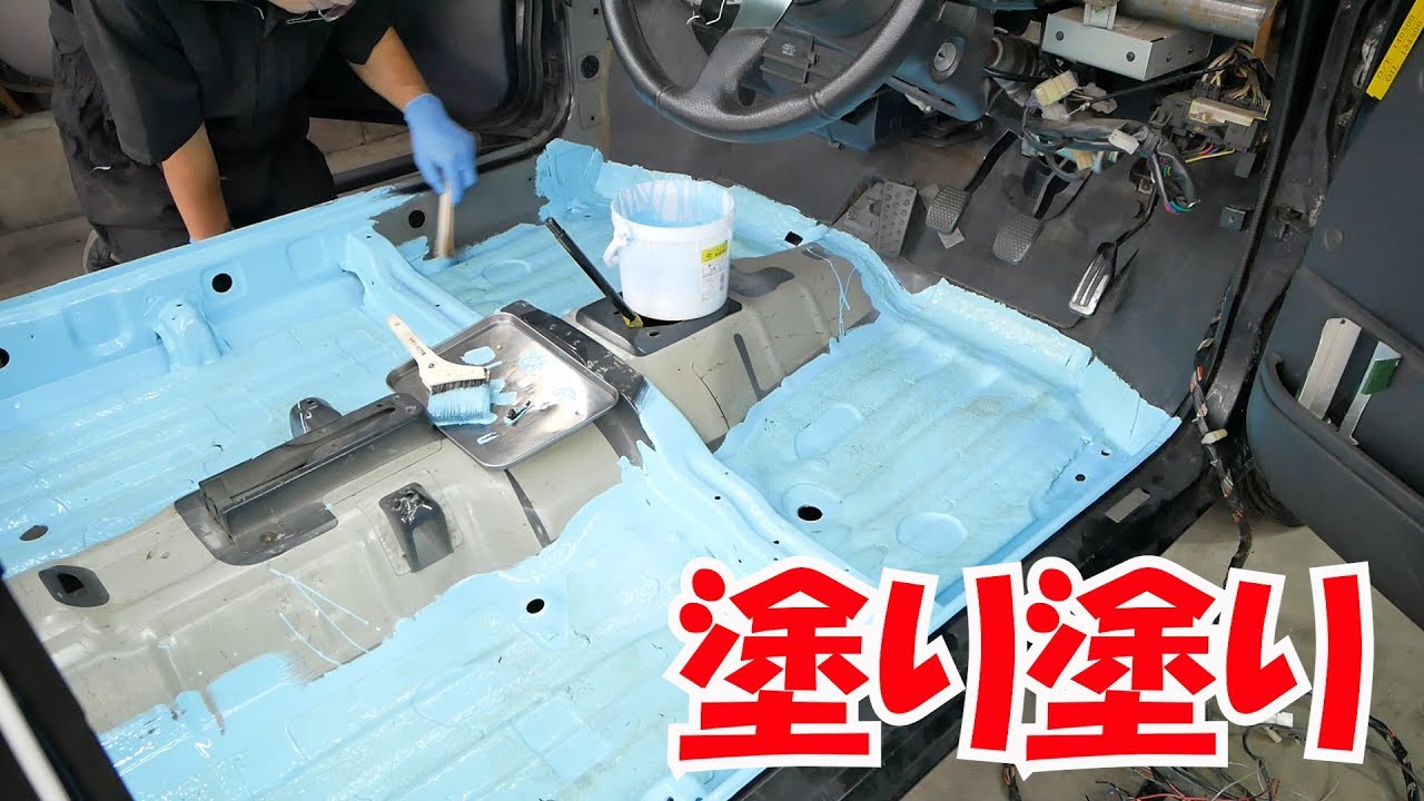 ロールケージ取り付け 車内に色を塗る【ワークスいじり】HA21S No.101