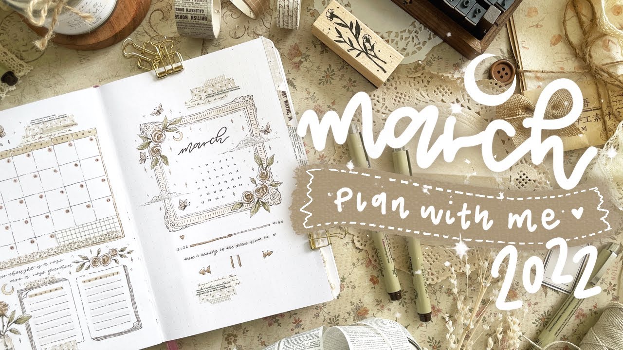 MARCH 2022 BULLET JOURNAL PLAN WITH ME | victorian magical rose theme