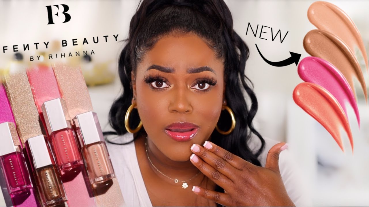 FENTY BEAUTY GLOSSY POSSE LIP GLOSS SWATCHES! | NEW GLOSS BOMBS FOR FENTY HOLIDAY MAKEUP 2020