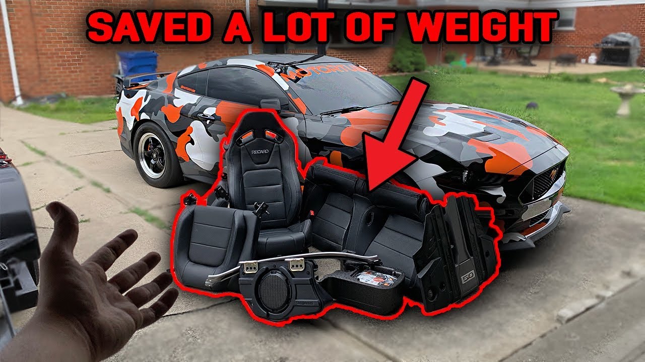 I REMOVED MY MUSTANG GT'S ENTIRE INTERIOR! *WEIGHT REDUCTION*