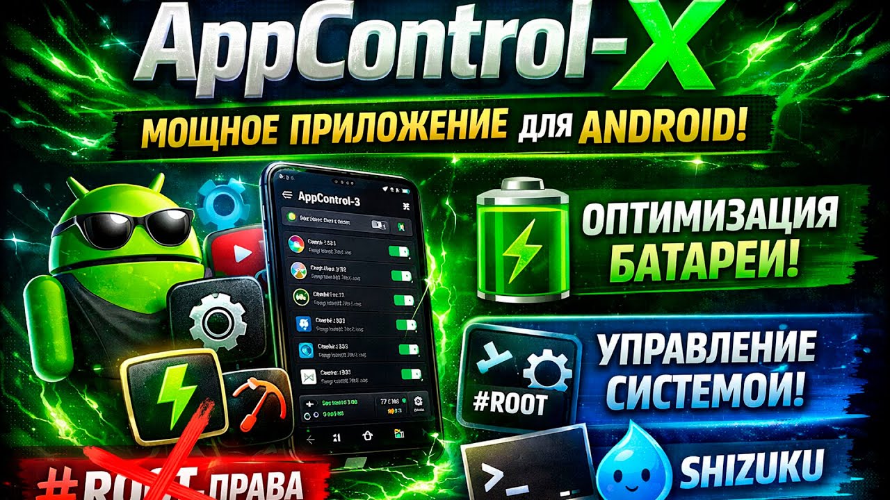AppControl-X  управлять приложениями, оптимизировать расход заряда батареи  с помощью Shizuku.