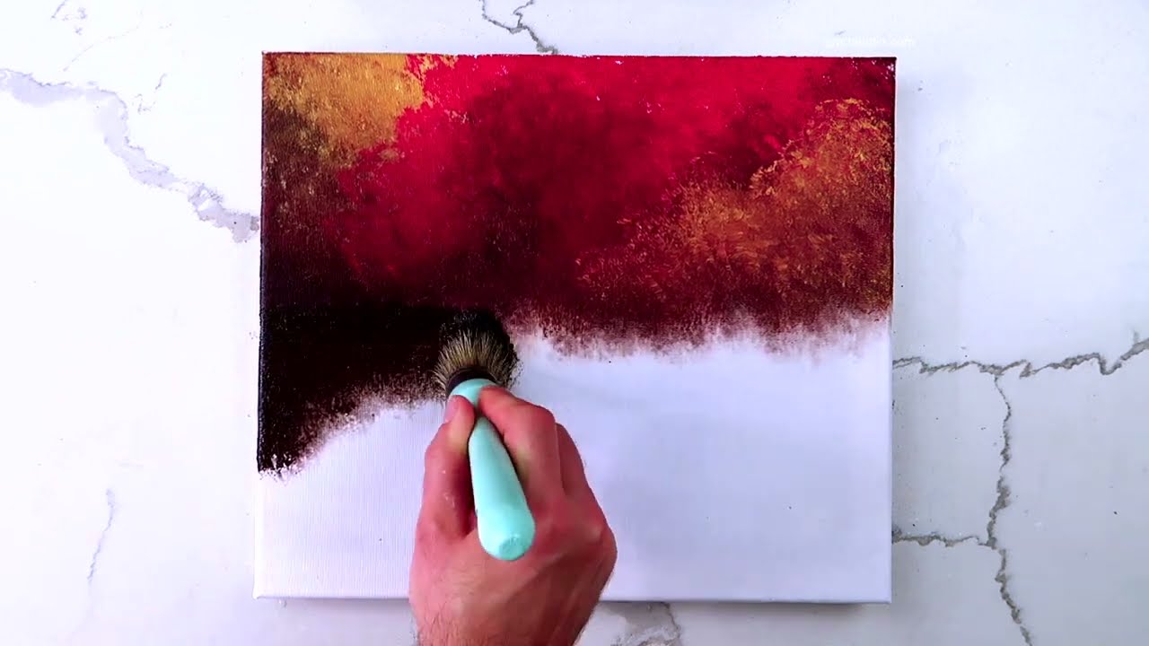 Mesmerizing Reflections: Acrylic Landscape Painting with a Serene Lake and Solitary Boat