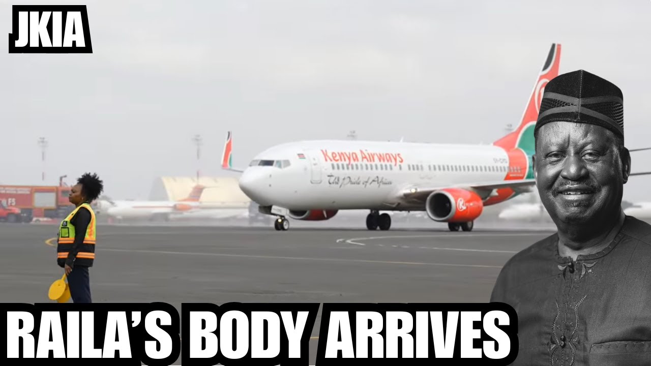 See how RAO001, Plane carrying Raila Odinga's body landed at JKIA, Nairobi from India