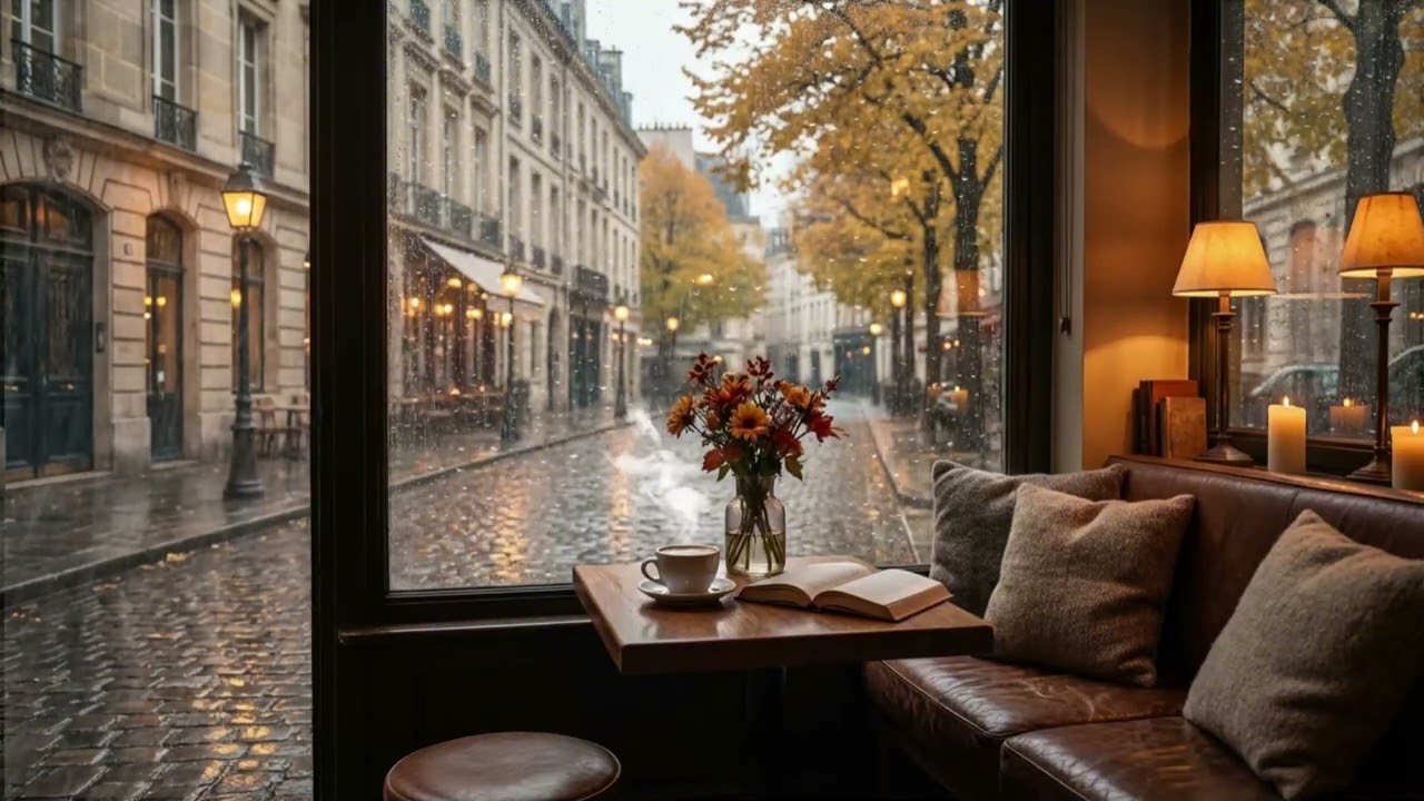 Rainy Paris Café ☕ Smooth Jazz Instrumental for Relaxing, Study & Sleep