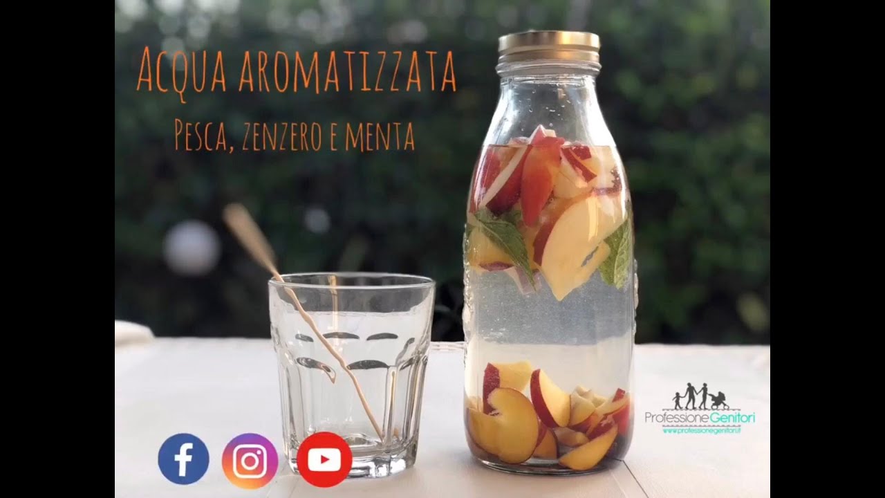 Acqua aromatizzata alla pesca, zenzero e menta