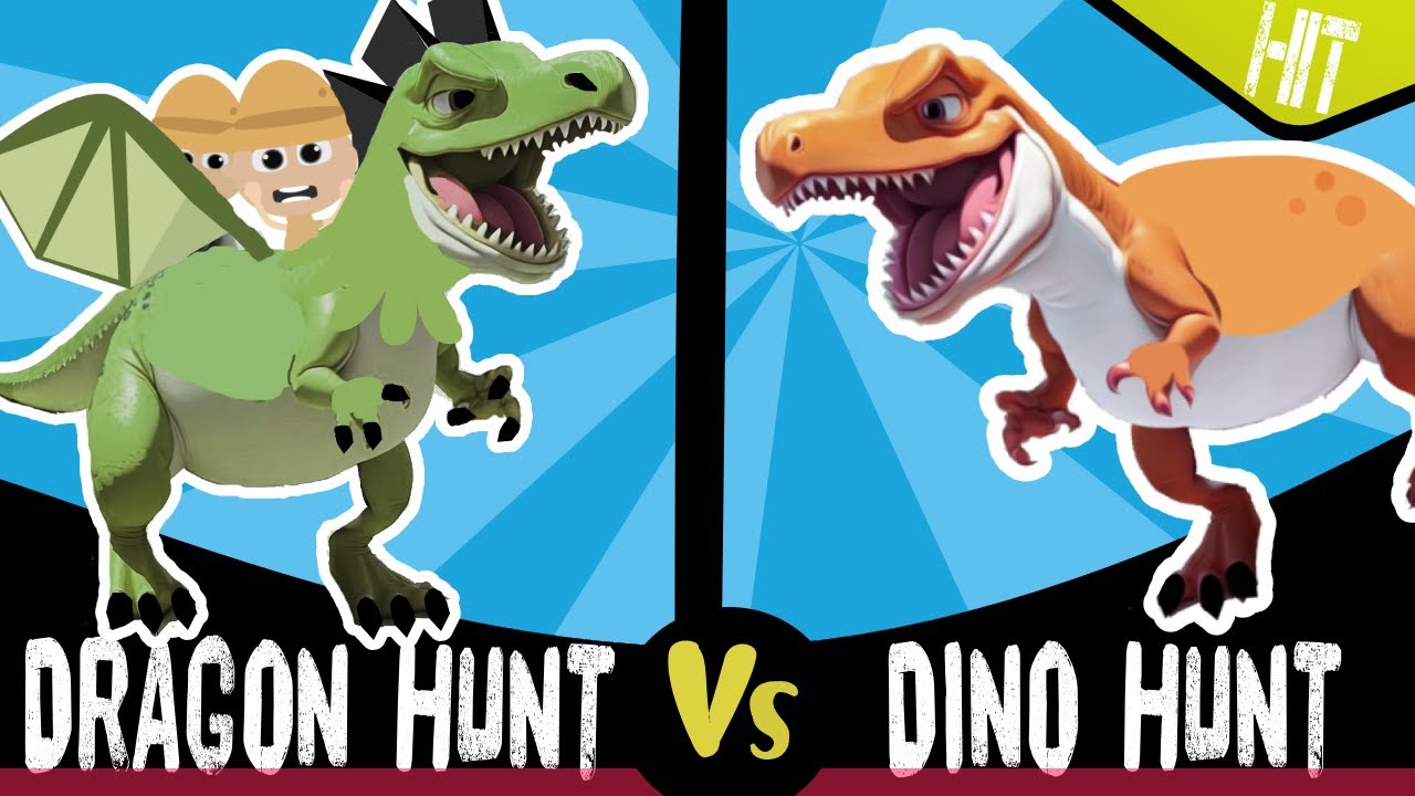 WE'RE GOING ON THE MONSTER HUNT - DINOSAUR HUNT VS GREEN DRAGON - MUSICAL CARTOON STORIES FOR KIDS