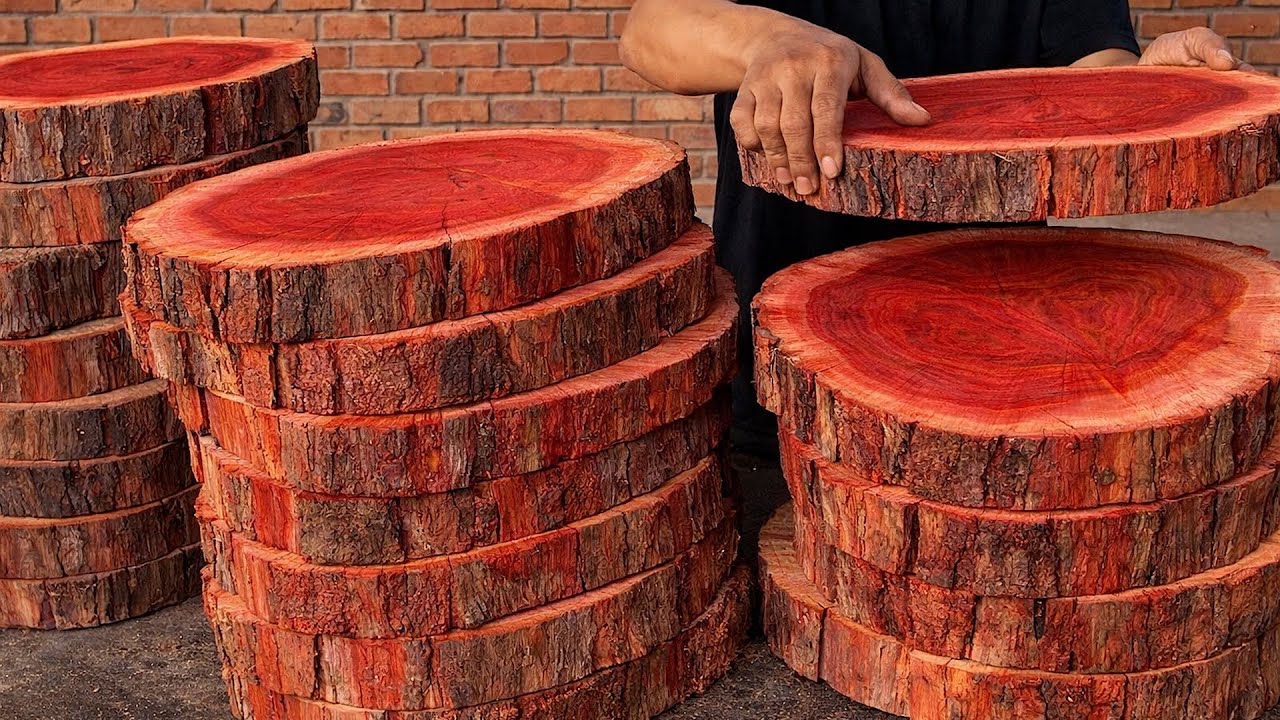 This Genius Young Man Used Discarded Tree Trunks to Create a Unique Coffee Table | Woodworking